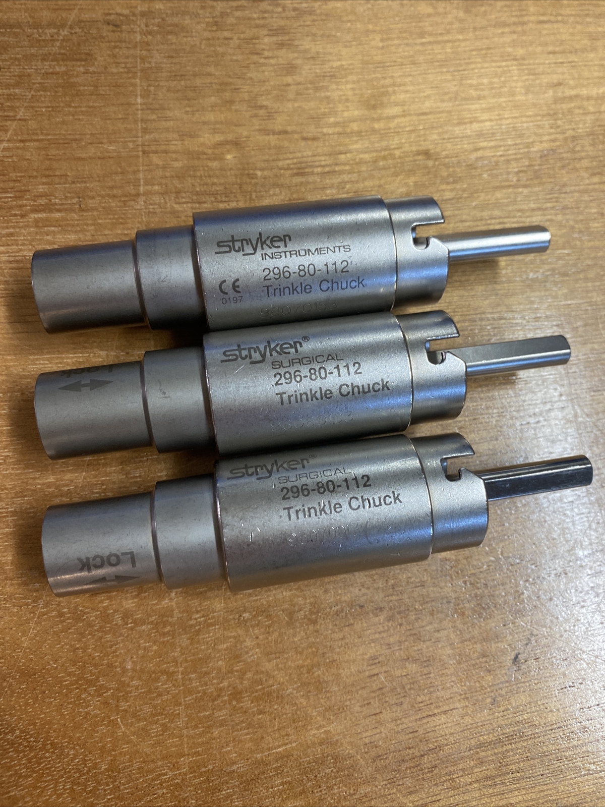 THREE – Stryker 296-80-112 Trinkle Chuck Surgical Handpiece attachment lot