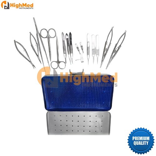 Micro Hand Surgery Instruments Kit Microvascular Clamp Surgical Suture Kit 17Pcs