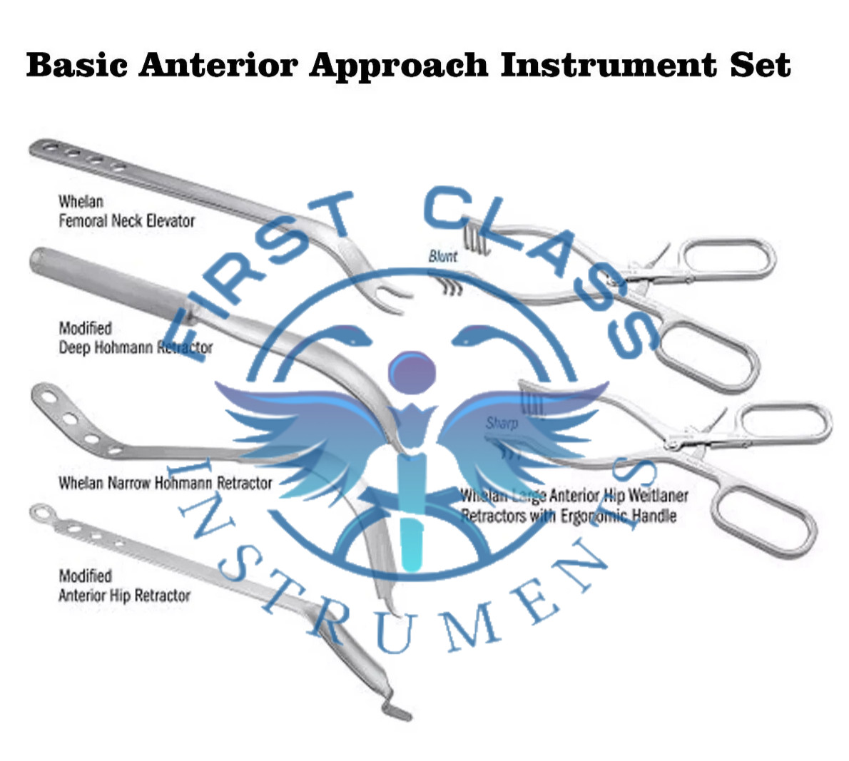 Orthopedic Basic Anterior Approach Instrument Set of 7 pcs