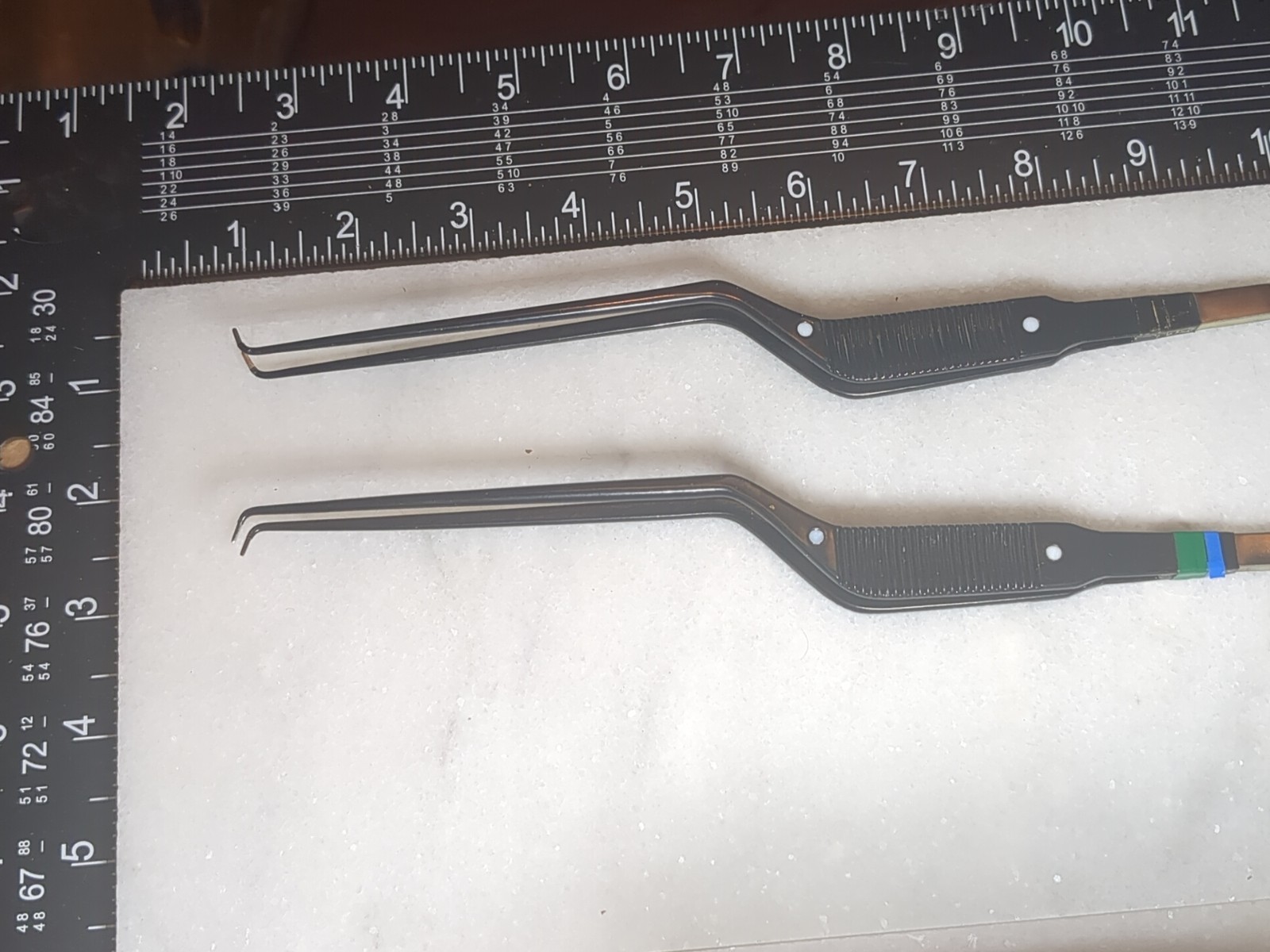 Lot of 2 ESU Stainless Steel Bipolar bayonet Forceps J 05 upward tips