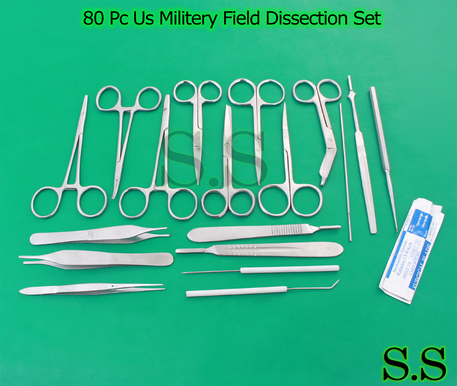 80 PC US MILITARY FIELD DISSECTION SURGICAL VETERINARY INSTRUMENTS KIT DS-1111