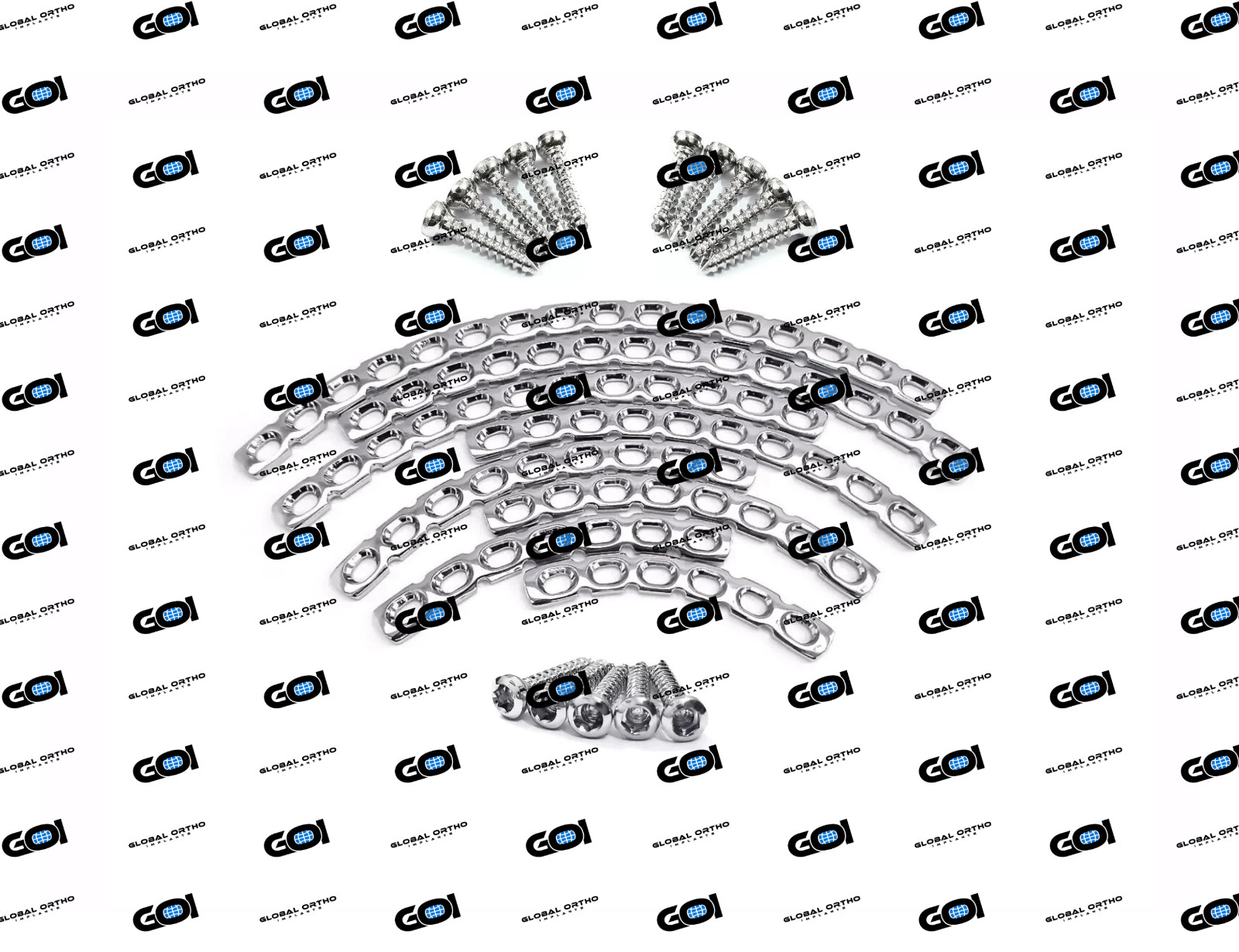 3.5mm Narrow Curved Plates 6-14 Hole w/ Fastener 86 Pcs SS 316L CNC Made OEM Kit