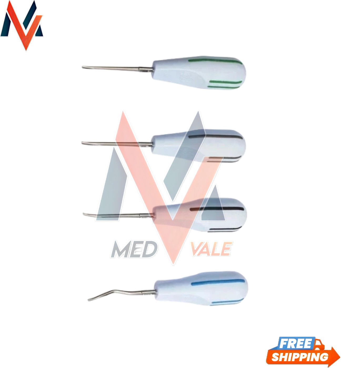Directa 506333 Luxator Dental Periotomes Short Kit Color Coded