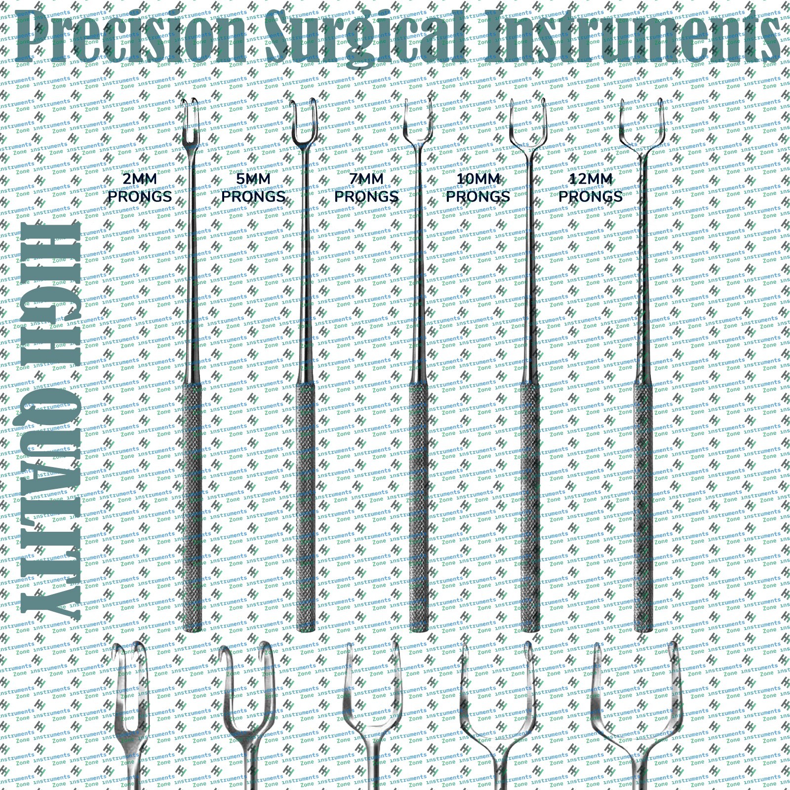 Set Of 5 Double 2 Prong Joseph Skin Hook 6.25″ 5mm Dermal Surgical Instruments