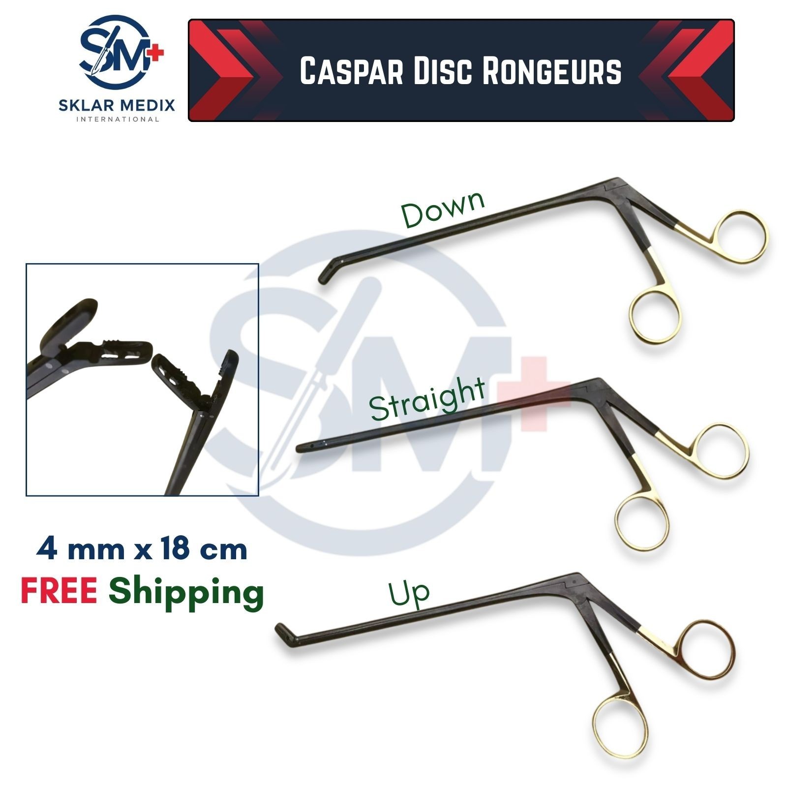 Caspar Intervertebral Disc Rongeur Set of 3 PCs Orthopedic Spine Instruments