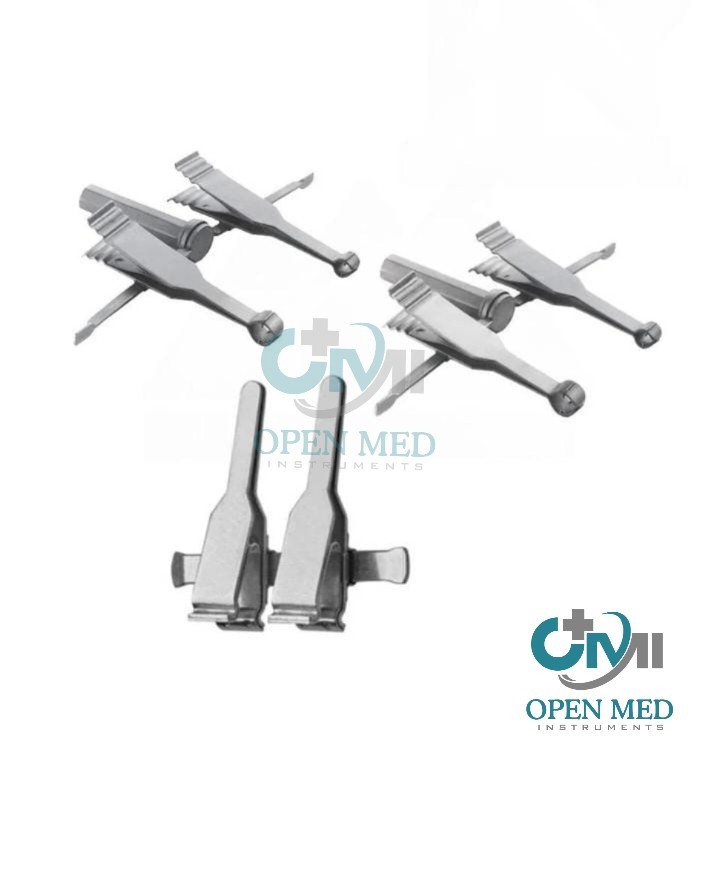 Two Pair Large Micro spike Approximator and One Pair Medium Vessel Clamps