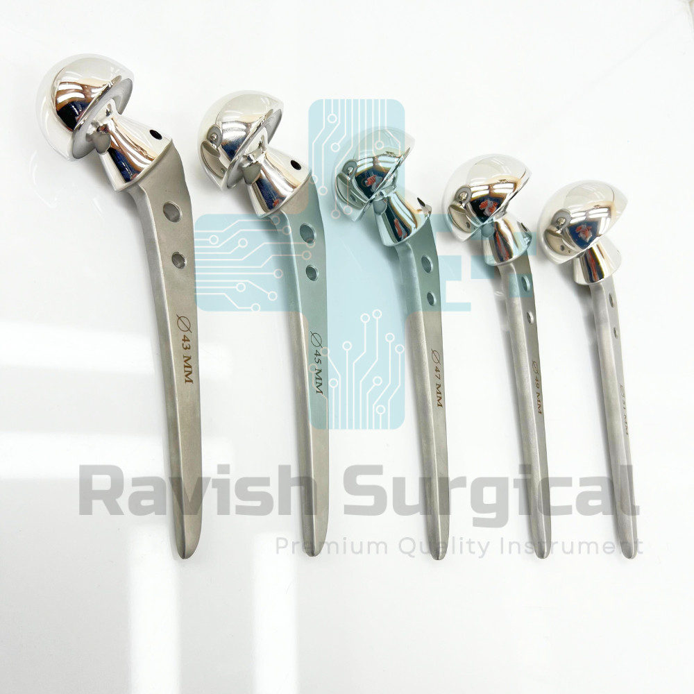 Reusable Bipolar Hip Prosthesis Fenestrated Set of 5 Stainless Steel Orthopedic
