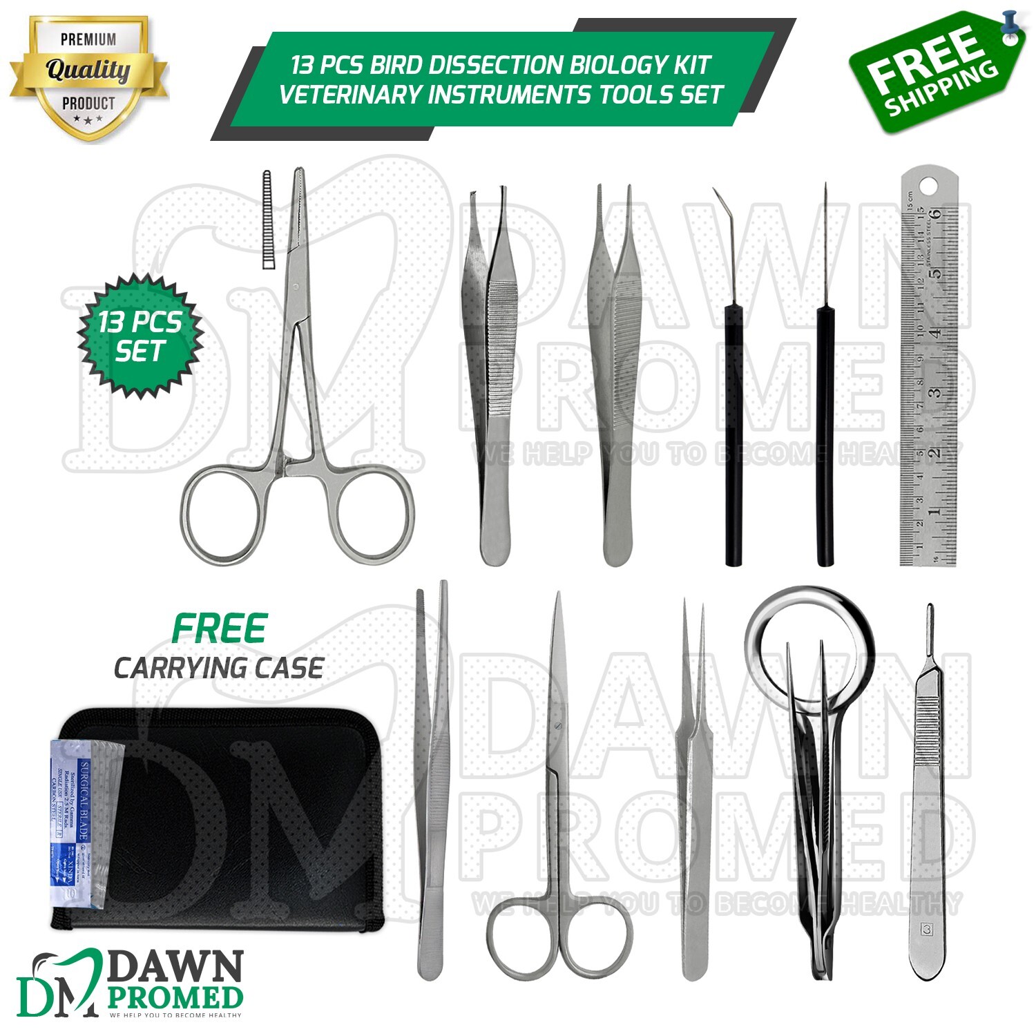13 Pcs Bird Dissection Biology Kit German Grade Veterinary Instruments Tools Set