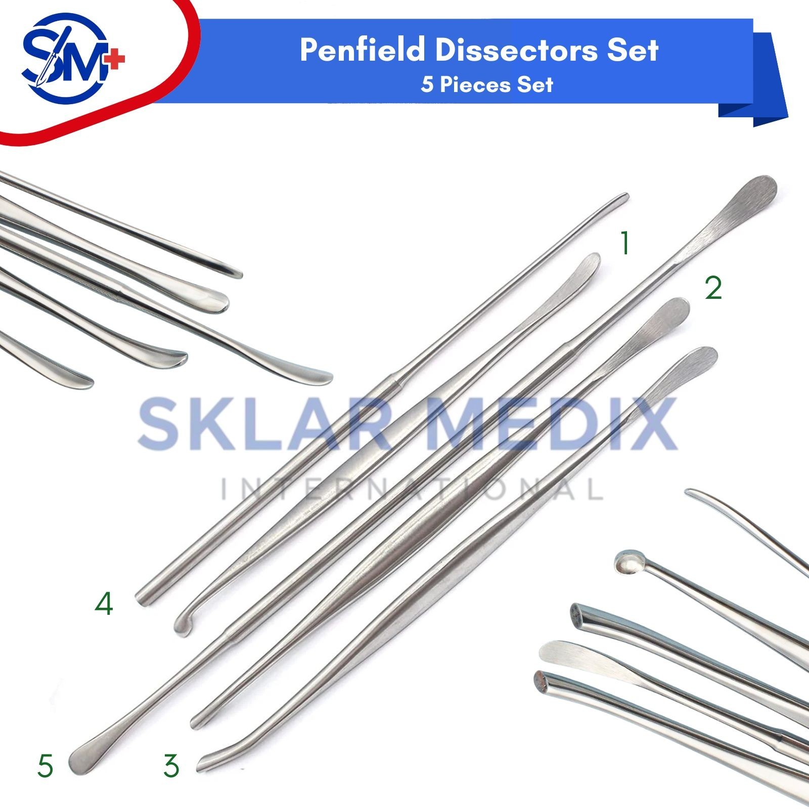 5 Penfield Dissector # 1 2 3 4 5 Neurology Spine Surgical Instruments