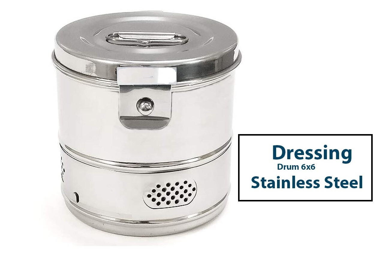 Advanced Design A+ Surgical Stainless Steel Dressing Drum 6″ X 6″ Sterilization
