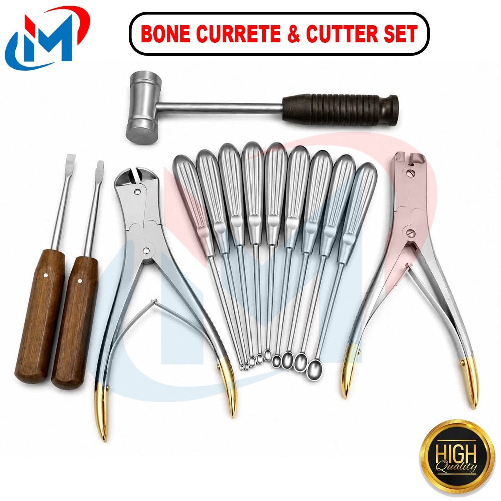 Volkmann Bone Curette & Bone Cutters Basic Set of 14 Spine Orthopedic Surgical
