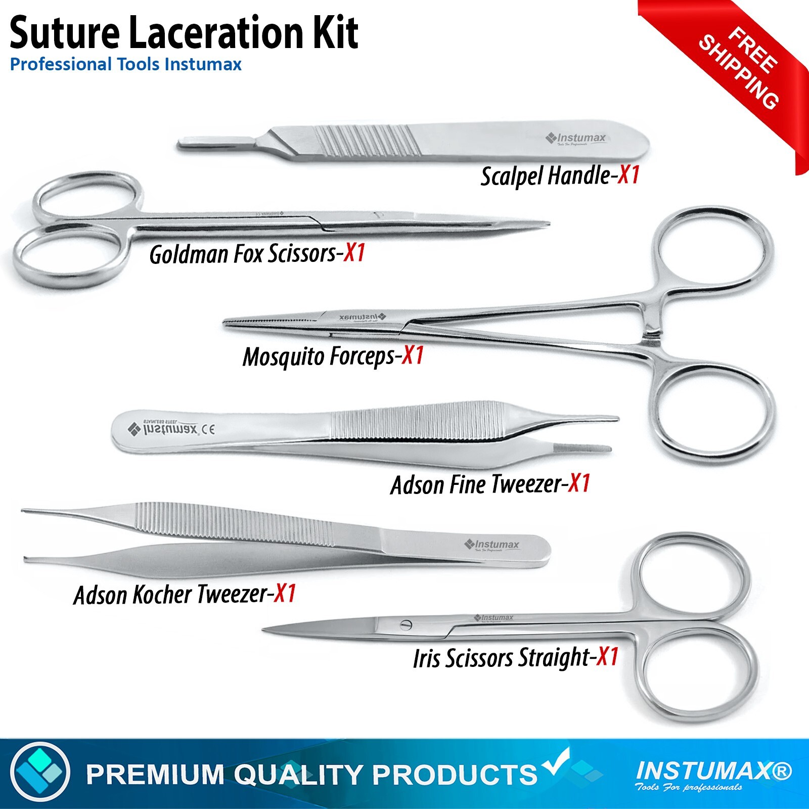 Set Of 6 Surgical Suture Laceration Kit Medical Student Forceps Vets Scissors CE