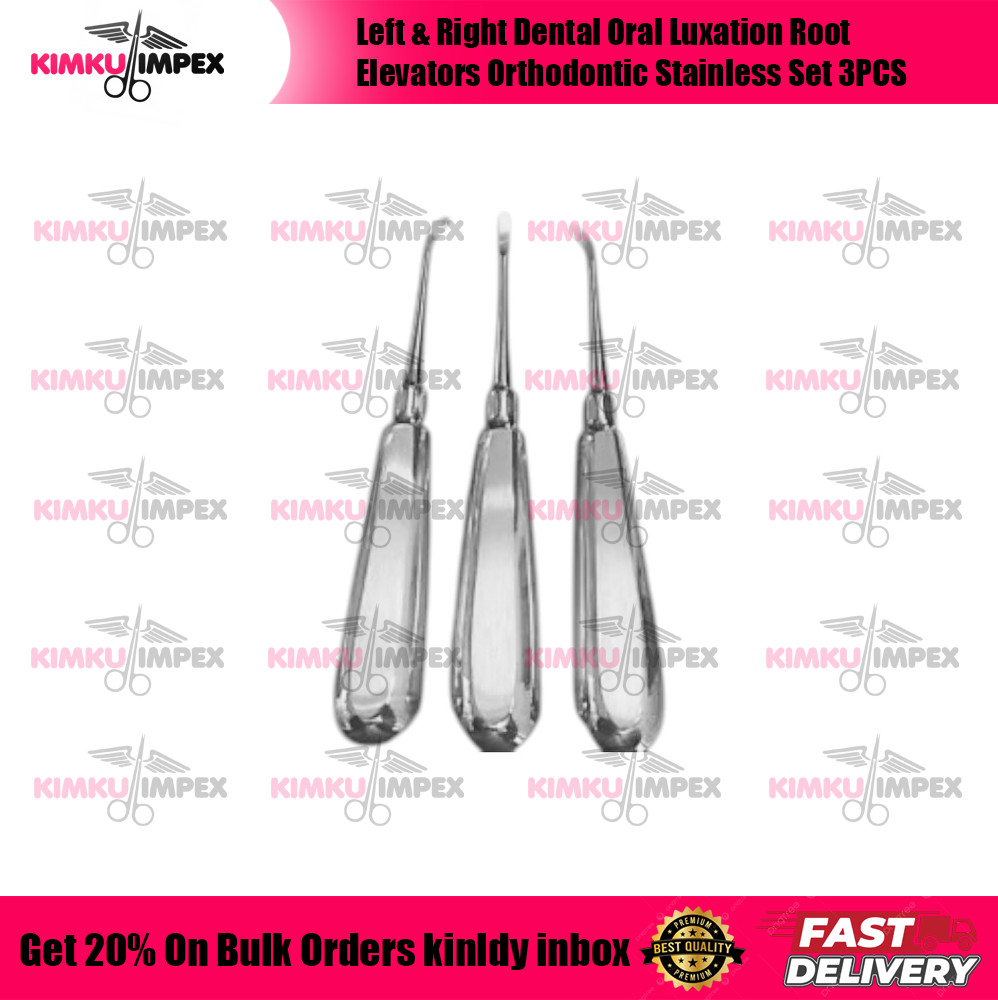 Left & Right Dental Oral Luxation Root Elevators Orthodontic Stainless Set 3PCS