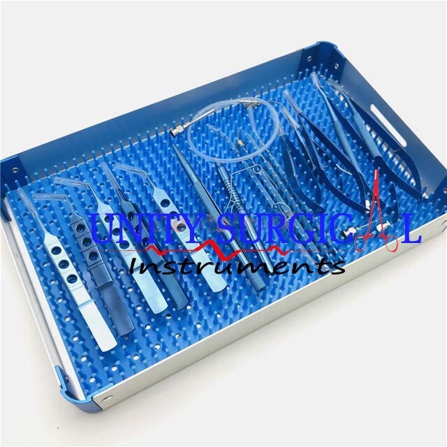 Eye Cataract Set 21 Pcs Titanium Complete + Box Ophthalmic Surgical Instruments