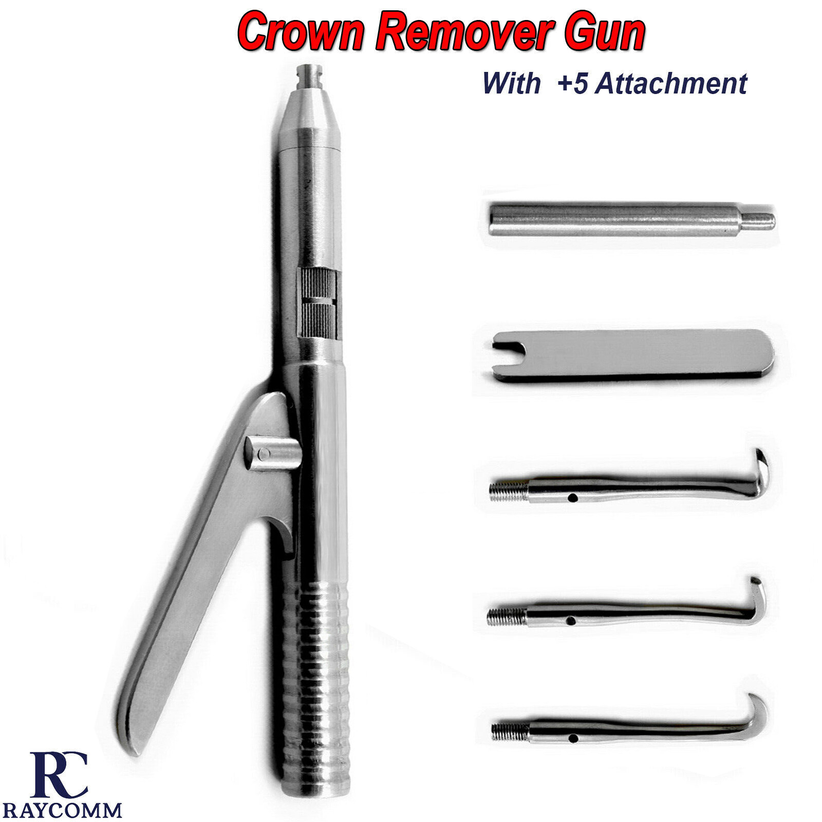 Dental Crown Remover Gun Automatic with 5 Attachments Removal Surgical Tools CE