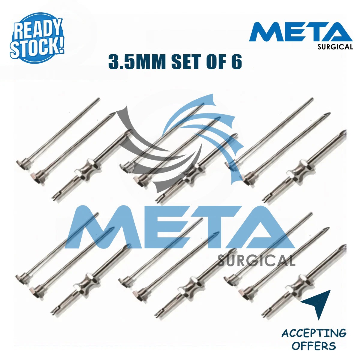Set Of 6 HRT TROCAR 3.5mm Cannula & Obturator