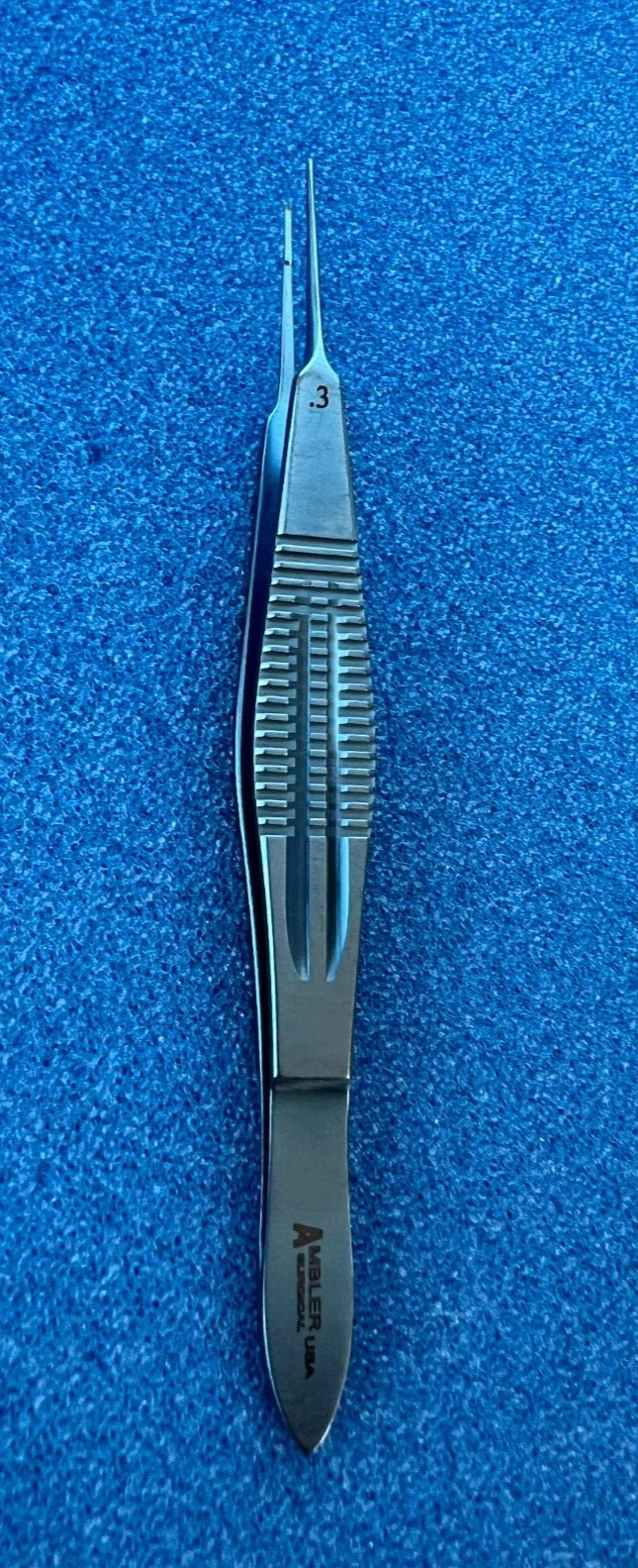 Ambler USA 2253T Castroviejo forceps, 4 3/8”, 0.3mm 1×2 teeth, 5.5mm tying plat