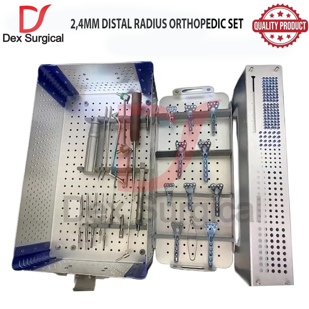 2.4mm Distal Radius Orthopedic Instruments Set Sterlization Box Screws & Plates