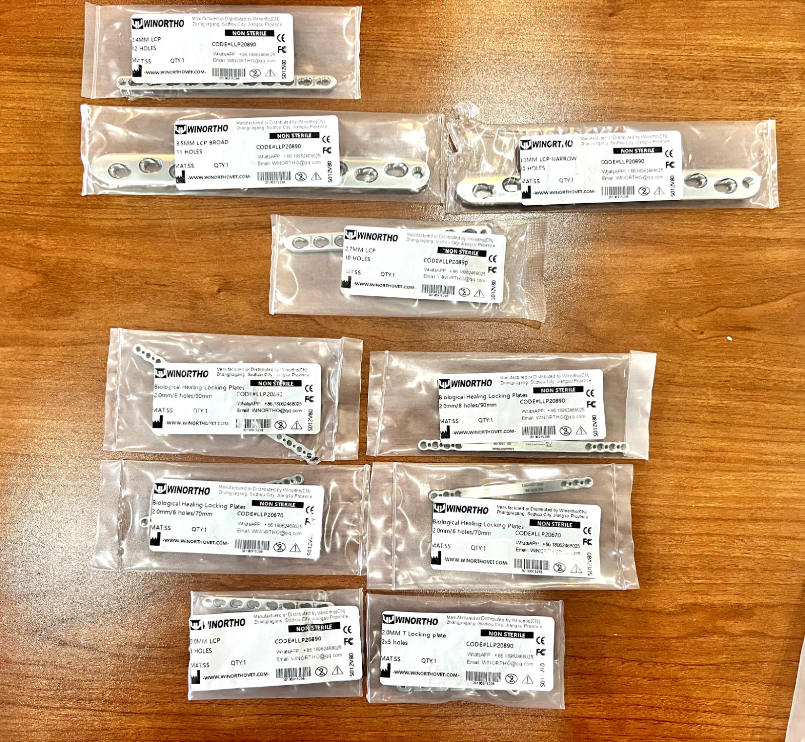 WinOrtho Orthopedic Plates, Screws, and Crimps 2.0/2.4/2.7/3.5 plates