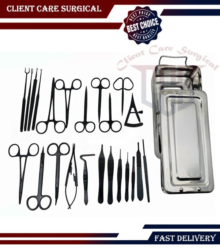 Blepharoplasty Instruments Set – Black | Plastic & Eye Surgery Kit with Box