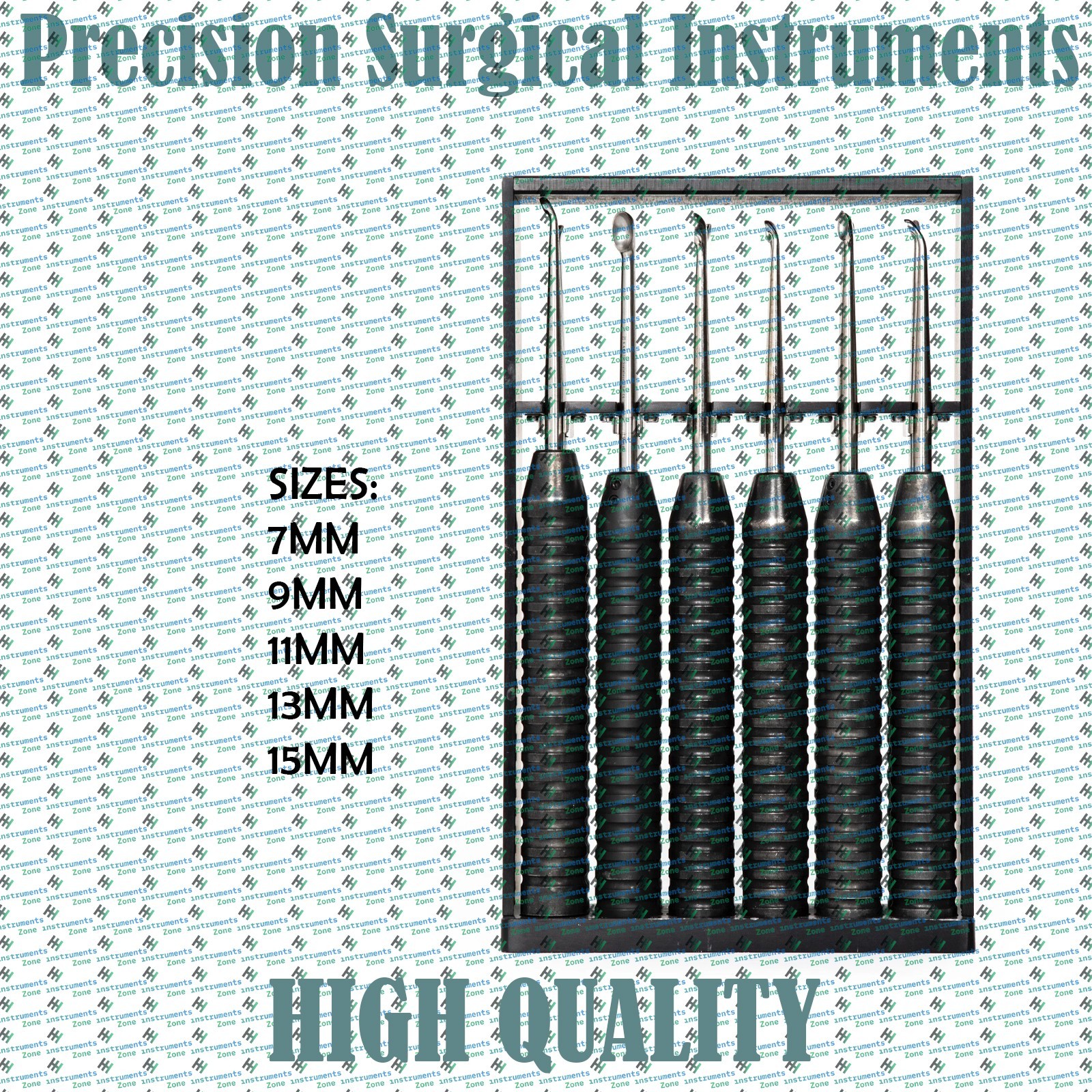 Karlin XL Magnum Cup Curette Set 5 Pcs Neurosurgical Surgical Instruments