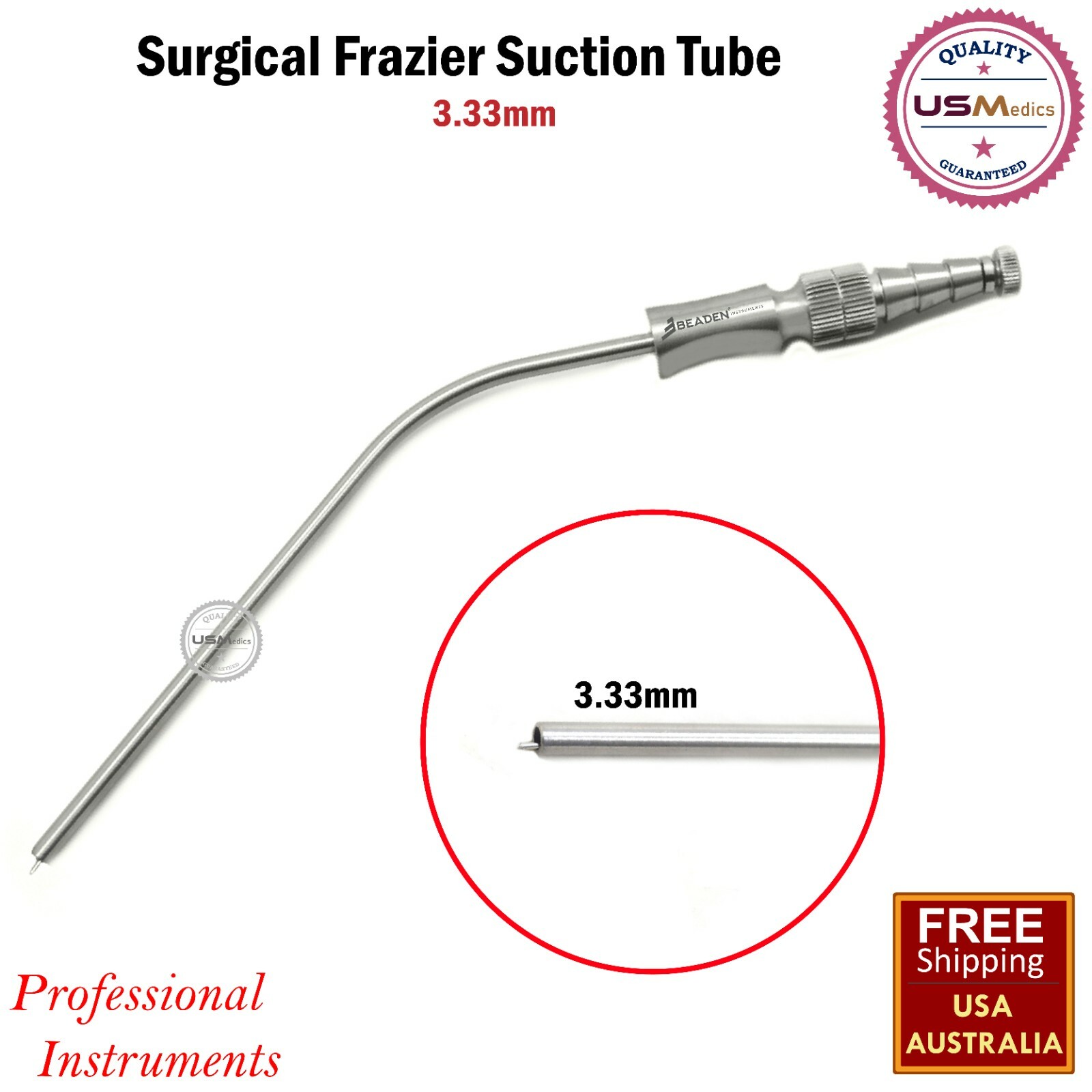 Dental Surgical Aspirator Frazier Suction Tube 3.33mm Diagnostic Instruments