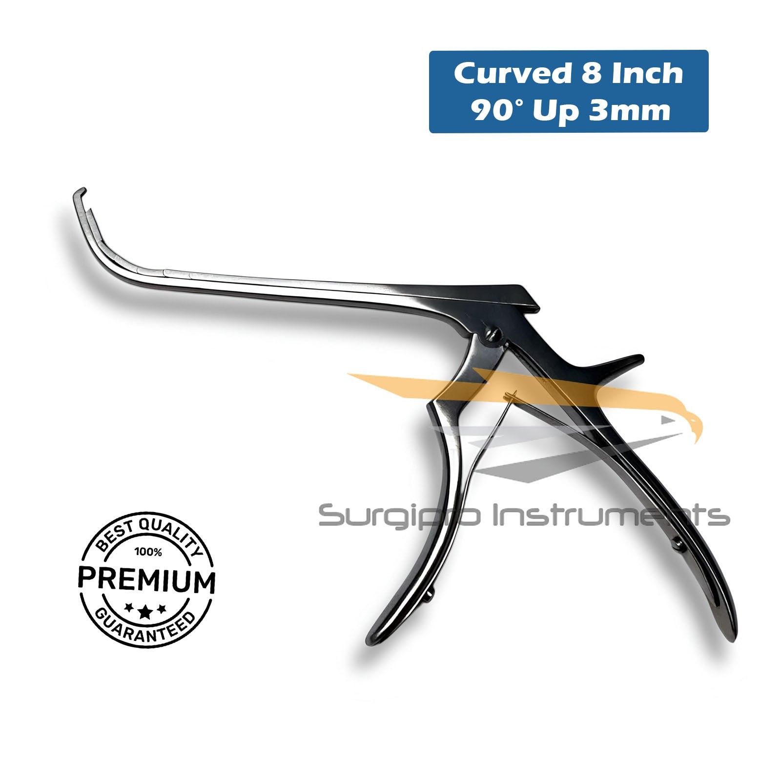 Bayonet Kerrison Rongeur Curved 8 Inch, 90° Up 3mm Surgical Instruments