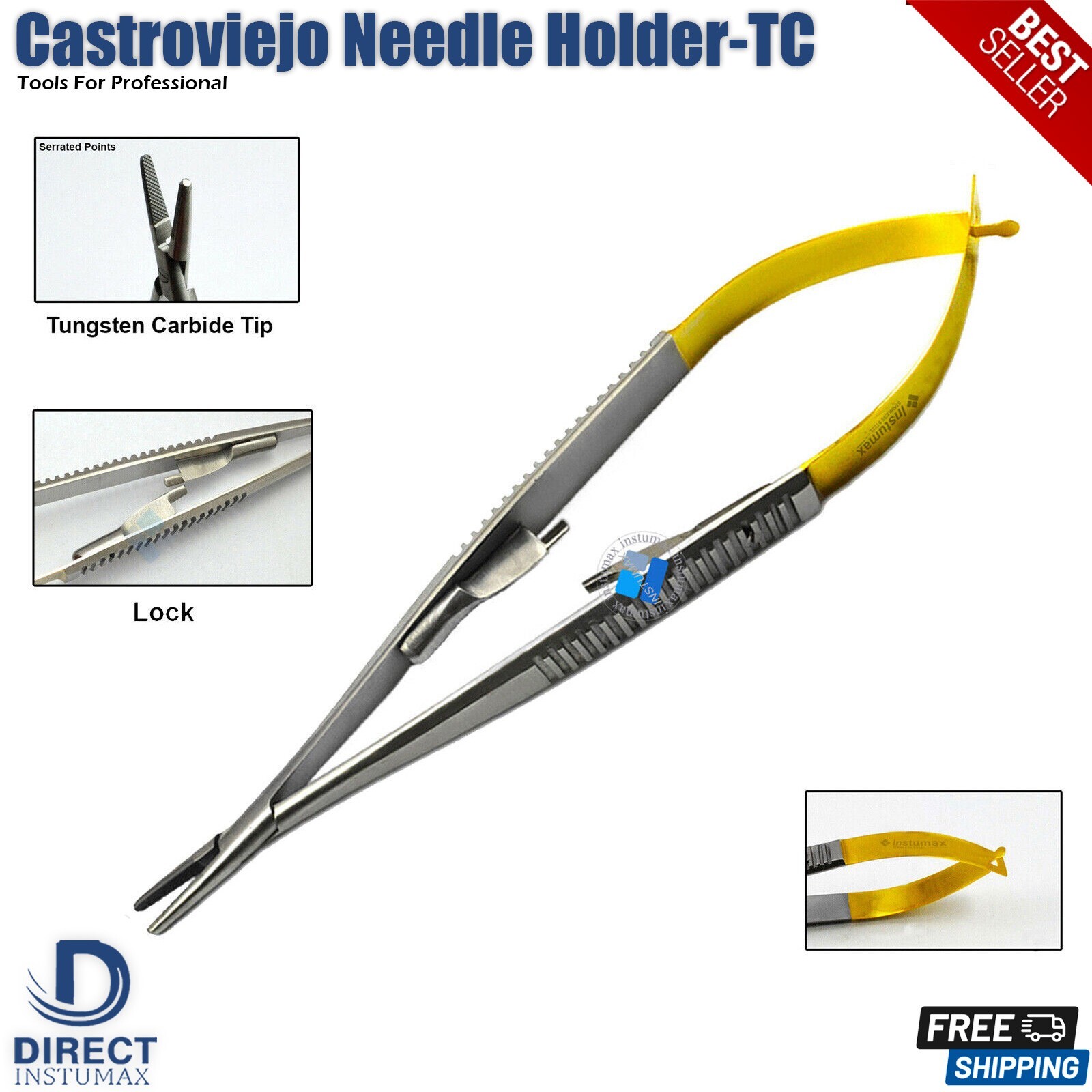 Orthopedic Castroviejo Needle Holder-TC Dental Debakey Tweezer Forceps 2-PCS