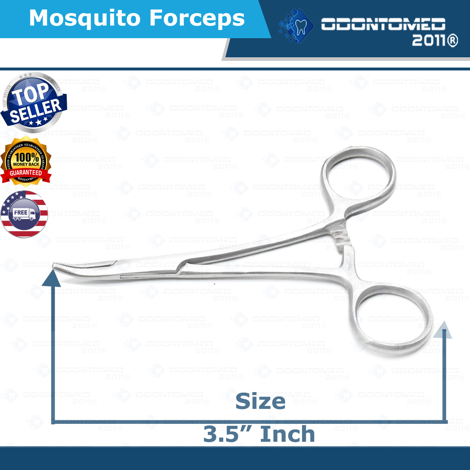 ODM 5 Halted Mosquito Forceps 3.5″ Curved Veterinary Instrument