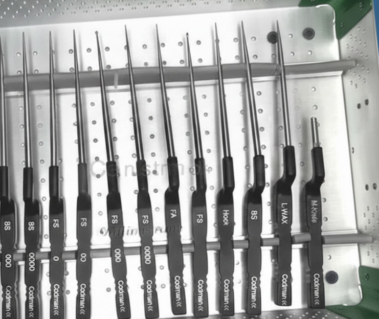 Codman Microdiscectomy Karlin Cervical Curettes Set With Tray 14 PCs