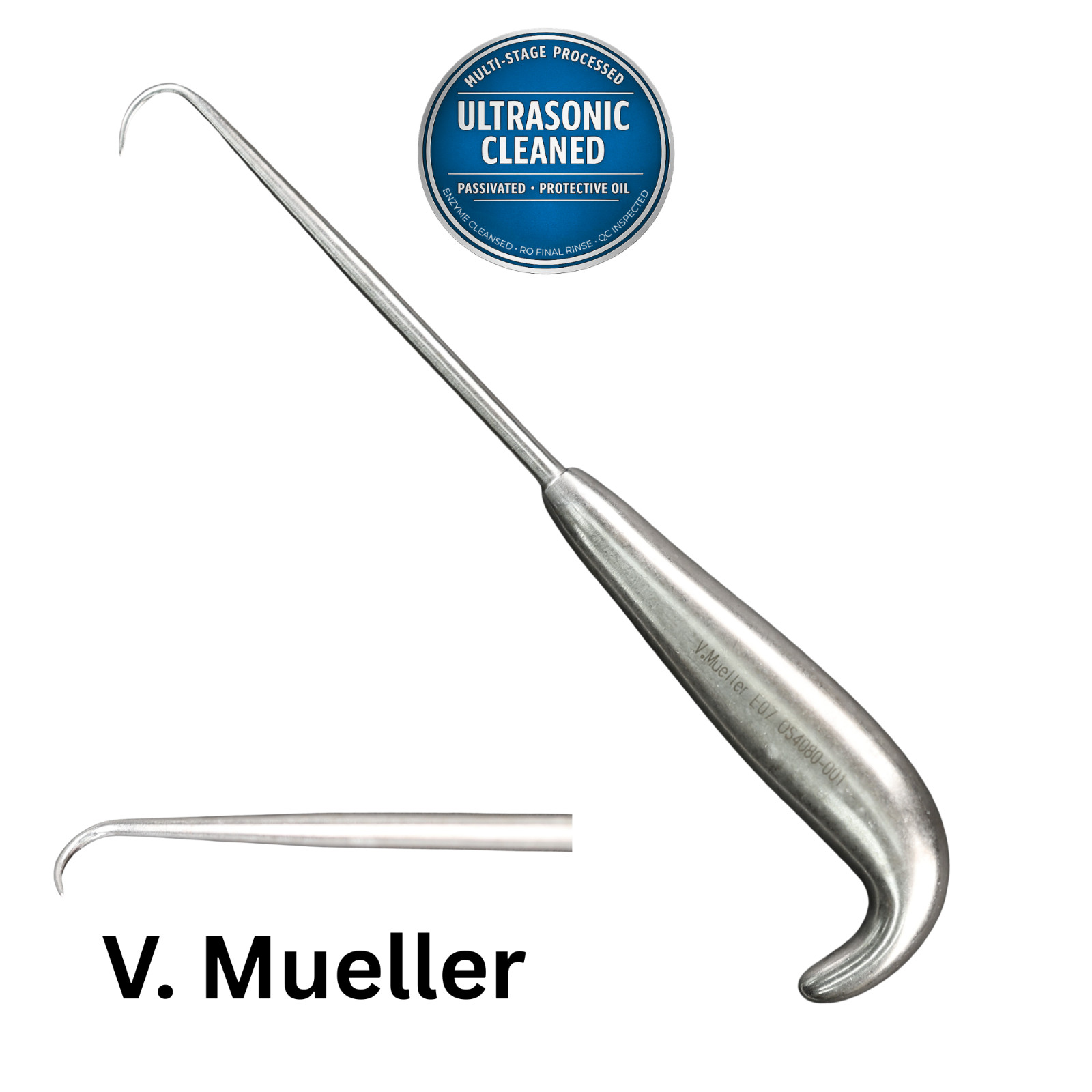 V Mueller OS4080-001 Bone Hook, Heavy Handle, Sharp, 9″